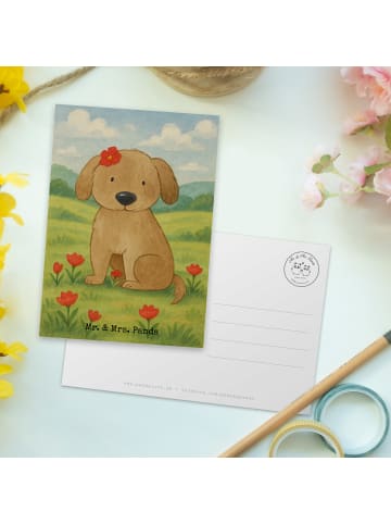 Mr. & Mrs. Panda Postkarte Hund Dame Design ohne Spruch in Weiß