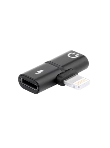 Platyne Lightning-Adapter, 1 Stecker auf 2 Buchsen, iOS 11 in Schwarz
