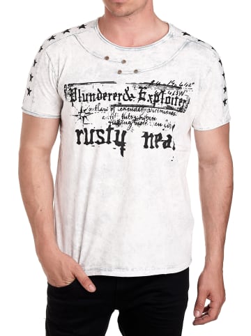 Rusty Neal T-Shirt Verwaschen mir Front Print in Weiß