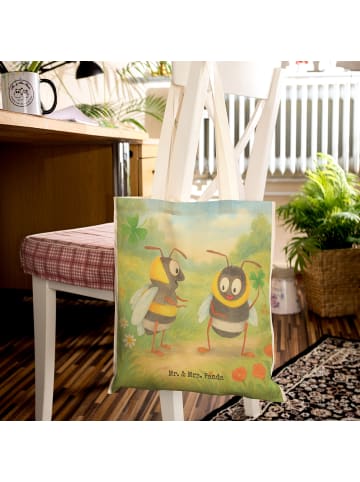 Mr. & Mrs. Panda Umhängetasche Bienen Paar Design ohne Spruch in Weiß