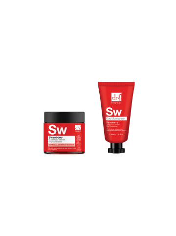 Dr Botanicals Erdbeer Vitamin C Feuchtigkeits-Duo – Strahlende Hautpflege 2x60ml