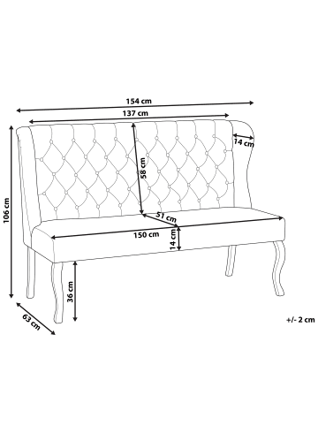 Beliani 2-Sitzer Sofa TORSBY in Grau/Schwarz - (W) 154 x (H) 106 x (L) 63 cm