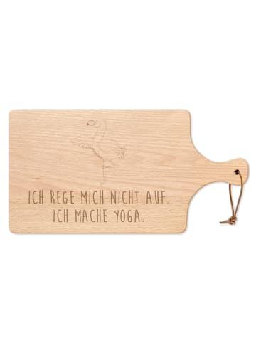 Mr. & Mrs. Panda Frühstücksbrettchen Flamingo Yoga mit Spruch in Transparent
