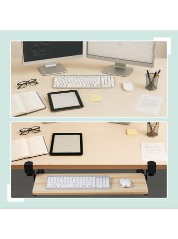 relaxdays Tastaturablage in Holzoptik - (B)65 x (T)24 cm