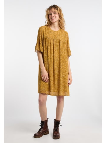 DreiMaster Vintage Damen Kleid in Dunkelgelb Mehrfarbig
