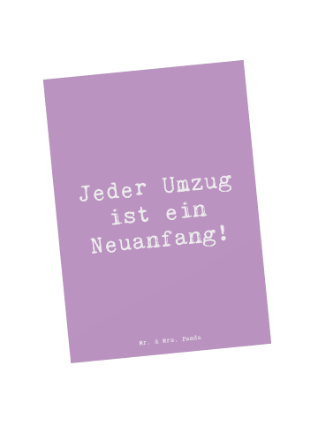 Mr. & Mrs. Panda Postkarte Spruch Umzug Neuanfang mit Spruch in Lavendeltraum