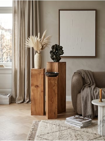 KADIMA DESIGN Beistelltisch 3er Set Massivholz Satztisch Quadratisch Modern, in Akazie