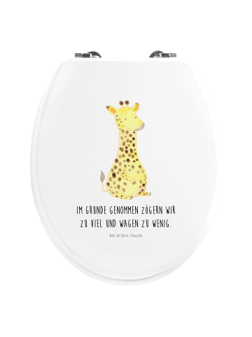 Mr. & Mrs. Panda Motiv WC Sitz Giraffe Zufrieden mit Spruch in Weiß