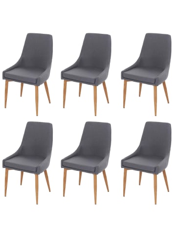 MCW 6er-Set Retro-Esszimmerstuhl B44, Stoff/Textil dunkelgrau