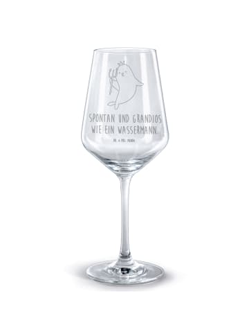 Mr. & Mrs. Panda glas für rotwein Sternzeichen Wassermann mit Sp... in Transparent