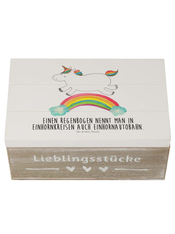 Mr. & Mrs. Panda Erinnerungsbox Einhorn Regenbogen mit Spruch in Weiß