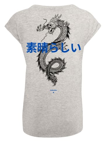 F4NT4STIC Damen T-Shirt PLUS SIZE Dragon Drache Japan in grau meliert