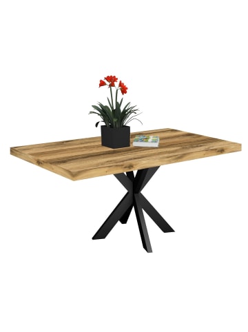 58 aufm Kessel ESSTISCH Elgin 1 175x80x100 Metall+Holzwerkstoff Schwarz/Plankeneiche