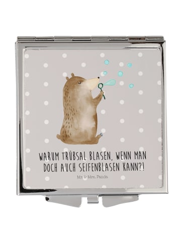 Mr. & Mrs. Panda Klappbarer Spiegel Bär Seifenblasen mit Spruch in Grau Pastell