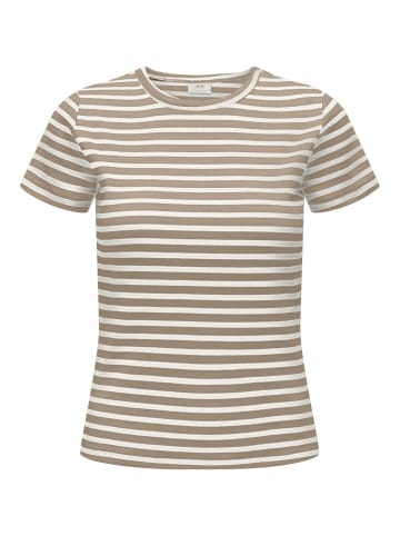 JACQUELINE de YONG Gestreiftes Shirt Top Basic Rundhals Oberteil JDYSOLAR in Braun