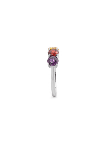 Luxenter ring in metal alloy and multicoloured zirconia with rhodium finish - Mund