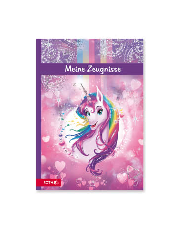 Zeugnismappe Einhornportrait mit Glitzereffekt in Bunt