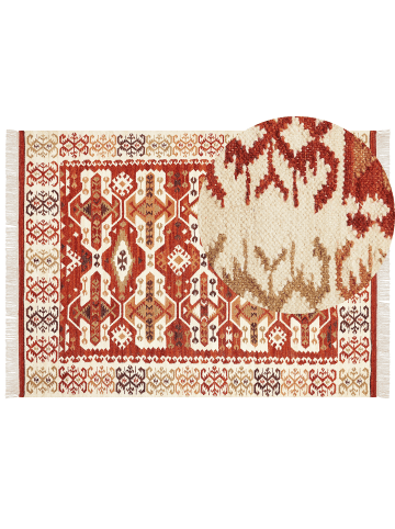 Beliani Kelim VOSKEVAZ in Bunt/Orange/Rot - (W) 160 x (H) 1 x (L) 230 cm