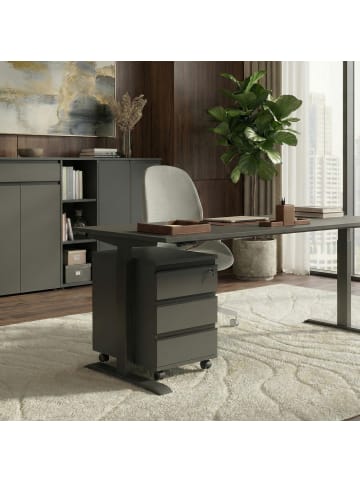 KADIMA DESIGN Büro-Set, Schreibtisch & Rollcontainer, Einstellbar 68-91 cm in Graphit