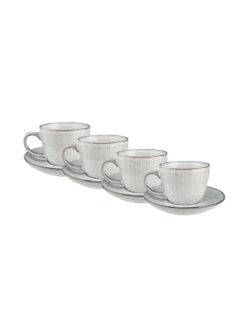 Butlers 4x Kaffeetasse mit Untertasse 270ml HENLEY in Hellgrau