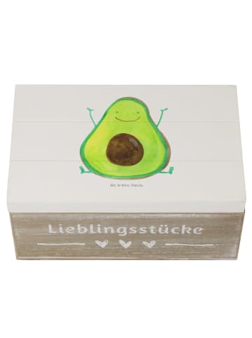 Mr. & Mrs. Panda Holzkiste Avocado Glücklich ohne Spruch in Weiß
