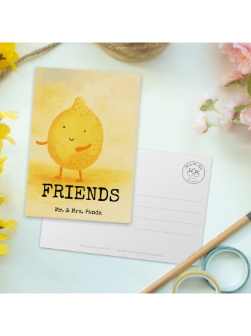 Mr. & Mrs. Panda Postkarte Beste Freunde Zitrone Design mit Spruch in Weiß