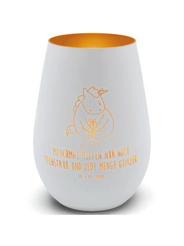 Mr. & Mrs. Panda Laterne Einhorn Traurig mit Spruch in Weiß