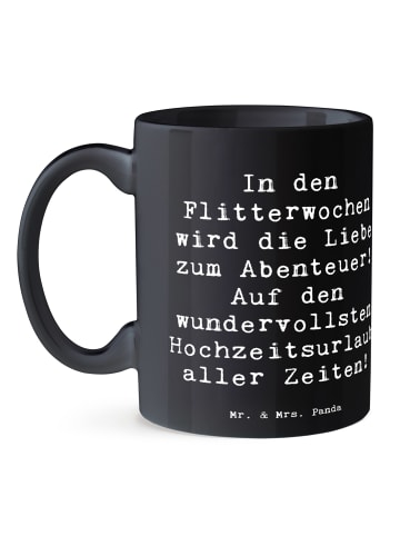 Mr. & Mrs. Panda Tasse Flitterwochen Abenteuer mit Spruch in Schwarz