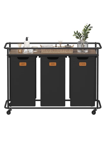 VASAGLE Wäschekorb Stevie in Schwarz-Braun - (B)33 x (H)79.5 x (T)104 cm