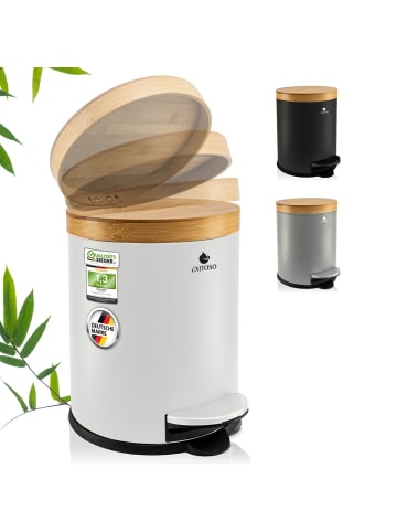 Exitoso EXITOSO Tretmülleimer mit Softclose-Deckel aus Bambus, 5 l - ideal für Bad & C