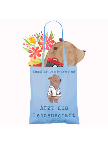 Mr. & Mrs. Panda Strandtasche Arzt Leidenschaft mit Spruch in Sky Blue