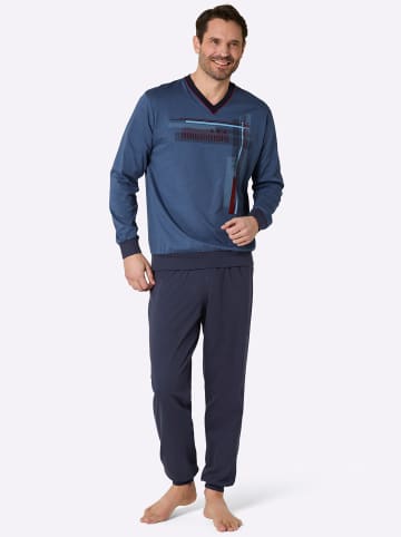 Comte Schlafanzug in marine-royalblau