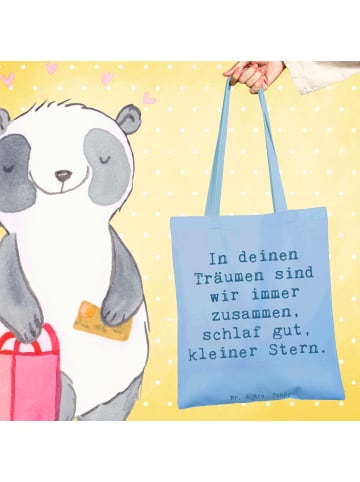 Mr. & Mrs. Panda Baumwolltasche Spruch Alleine schlafen lernen m... in Sky Blue