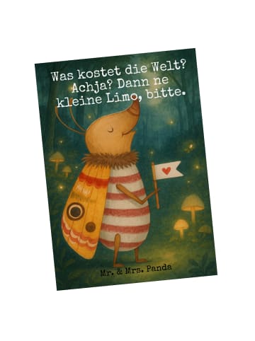 Mr. & Mrs. Panda Postkarte Nachtfalter Fähnchen Design mit Spruch in Weiß