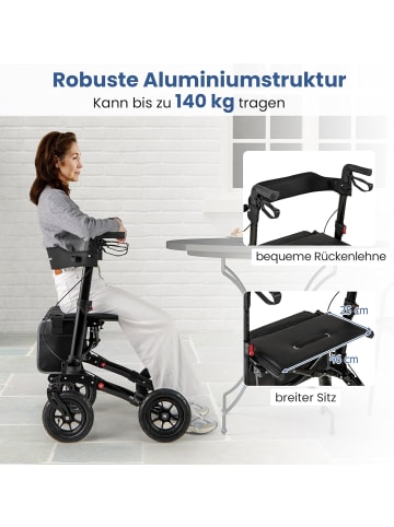 COSTWAY Rollator mit Luftbereifung in Schwarz