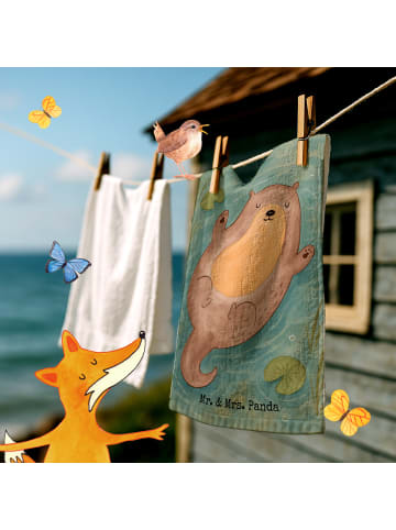 Mr. & Mrs. Panda Gästetuch Otter Umarmen Design ohne Spruch in Weiß