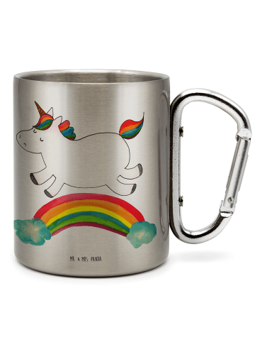 Mr. & Mrs. Panda Tasse Einhorn Regenbogen ohne Spruch in Silber