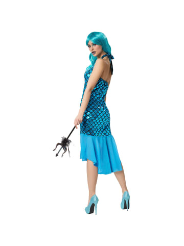 tectake Kurzes, einteiliges Kleid mit Trägern zum Binden, blau