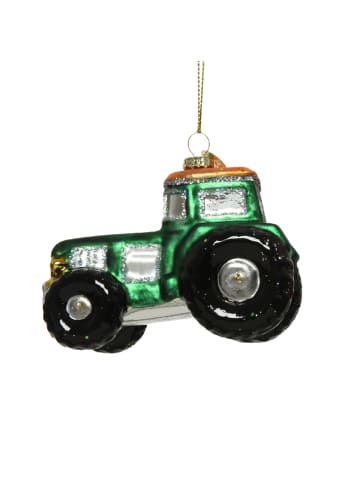 MARELIDA Weihnachtsbaumschmuck Traktor Glas H: 7cm in grün