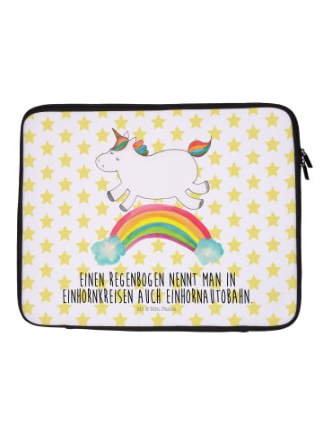 Mr. & Mrs. Panda Notebook Tasche Einhorn Regenbogen mit Spruch in Weiß