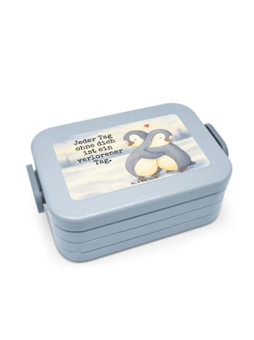 Mr. & Mrs. Panda Snackbox Pinguine Kuscheln Design mit Spruch in Blau Pastell