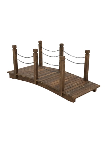 relaxdays Gartenbrücke in Braun - (B)150 x (H)55 x (T)67 cm