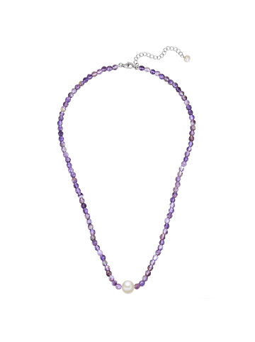 Valero Pearls Kette Sterling Silber Süßwasser-Zuchtperle weiß Amethyst lila in silber