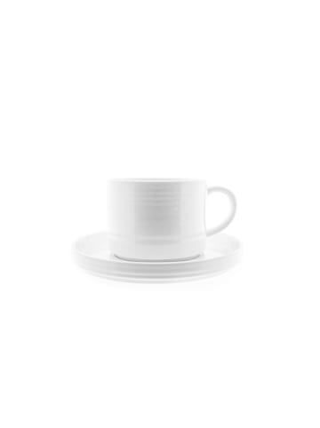 Almina Elegante Kaffeetassen-Set mit Untertasse in Weiß in Weiß