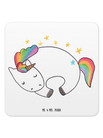 Mr. & Mrs. Panda Glasuntersetzer Einhorn Nacht ohne Spruch in Weiß