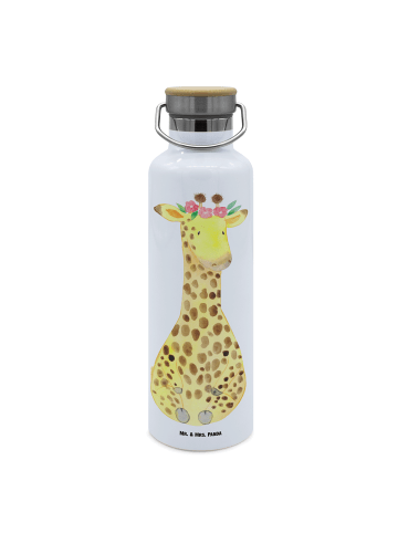 Mr. & Mrs. Panda Trinkflasche Giraffe Blumenkranz ohne Spruch in Weiß