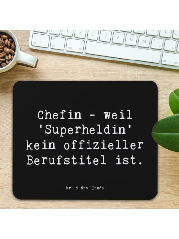 Mr. & Mrs. Panda Mousepad Spruch Chefin Superheldin mit Spruch in Schwarz