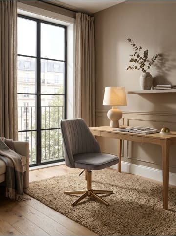 KADIMA DESIGN Samt Drehstuhl, höhenverstellbar, 360° drehbar, 120 kg Belastung in Grau