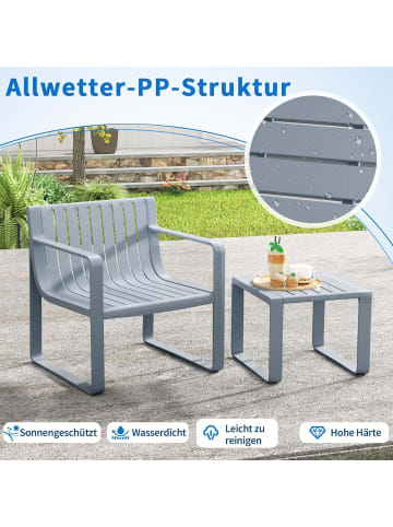 COSTWAY 2 tlg. Gartenmöbel Set aus PP in Grau