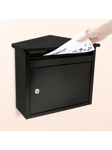 relaxdays Briefkasten in Schwarz- (B)41 x (H)37 x (T)16 cm